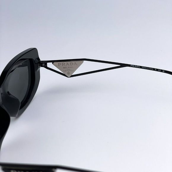Prada PR14YS 1AB5S0 Sunglasses Black Dark Grey Rectangle Women - Picture 12 of 14